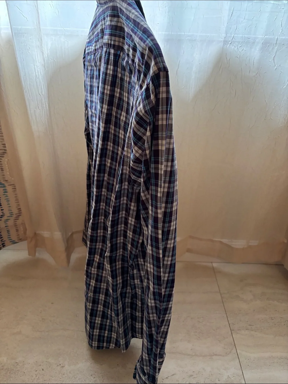 Banana Republic Navy and White Plaid Button-Down Shirt